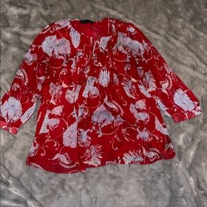 Tommy Hilfiger Floral-Print Pleated Blouse Size XL